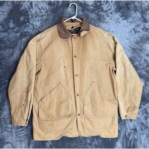 Vintage Woolrich Aztec Lined Barn Chore Long Sleeve Coat Size Medium Beige